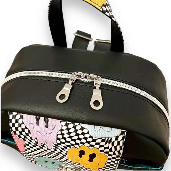 Checker smiley face Riva backpack